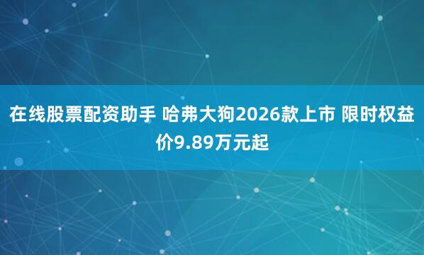 在线股票配资助手 哈弗大狗2026款上市 限时权益价9.89万元起